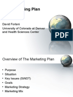The Marketing Plan: David Forlani University of Colorado at Denver and Health Sciences Center