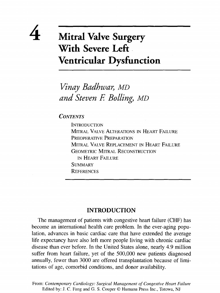 Mitral Valve Surgery for Heart Failure | PDF