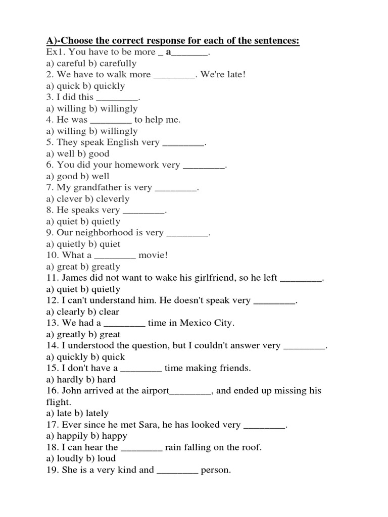 Adjective And Adverb Phrases Worksheet
