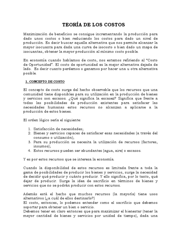 Costos y Oportunidad en Economía | PDF | Costo de oportunidad | Costo