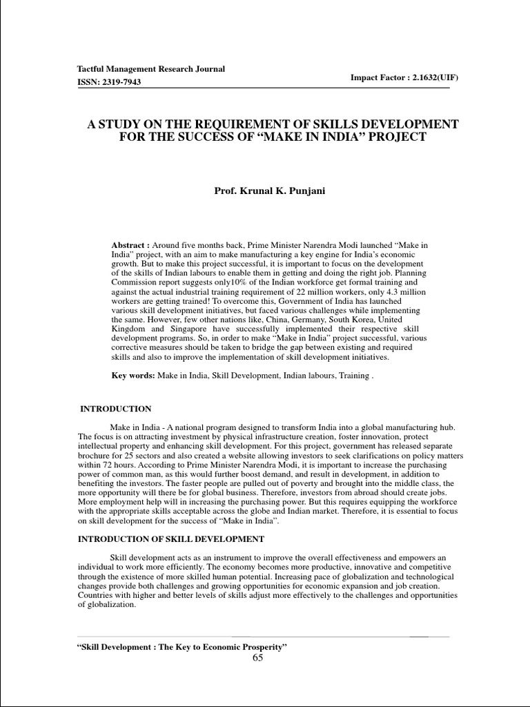 Skill Development for Make in India Success | PDF | Vocational ...