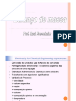 Balanços de massa e variáveis de processo