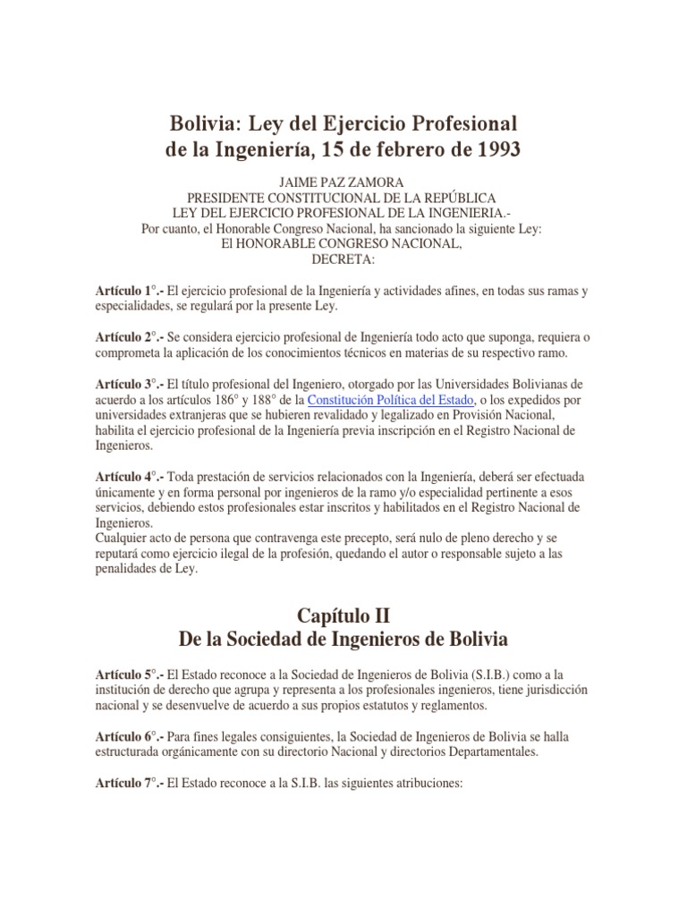 Leyes Bolivia PDF Ingeniería Bolivia