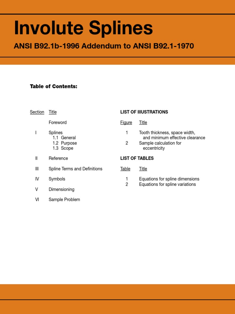 ANSI B92.1b Involute Spline Standards | PDF | Science & Mathematics