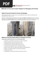 Methods of Concrete Column Repair For Cracks and Damages