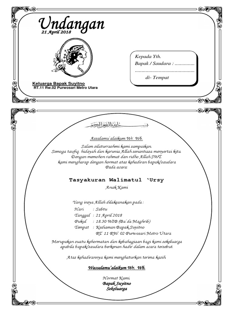 6600 Contoh Undangan Tonjokan Khitanan Gratis Terbaru