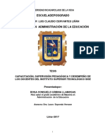 Capacitacion, Supervision Pedagogica y Desempeño de Los Docentes Del Instituto Superior Tecnologico Sise