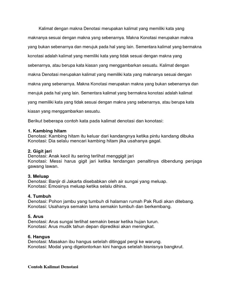 Kalimat Konotasi Dan Denotasi