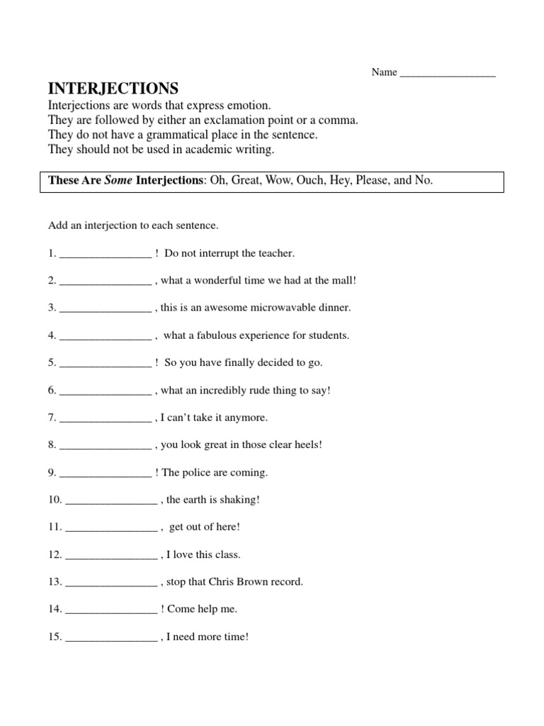interjections worksheet pdf linguistic typology syntactic relationships