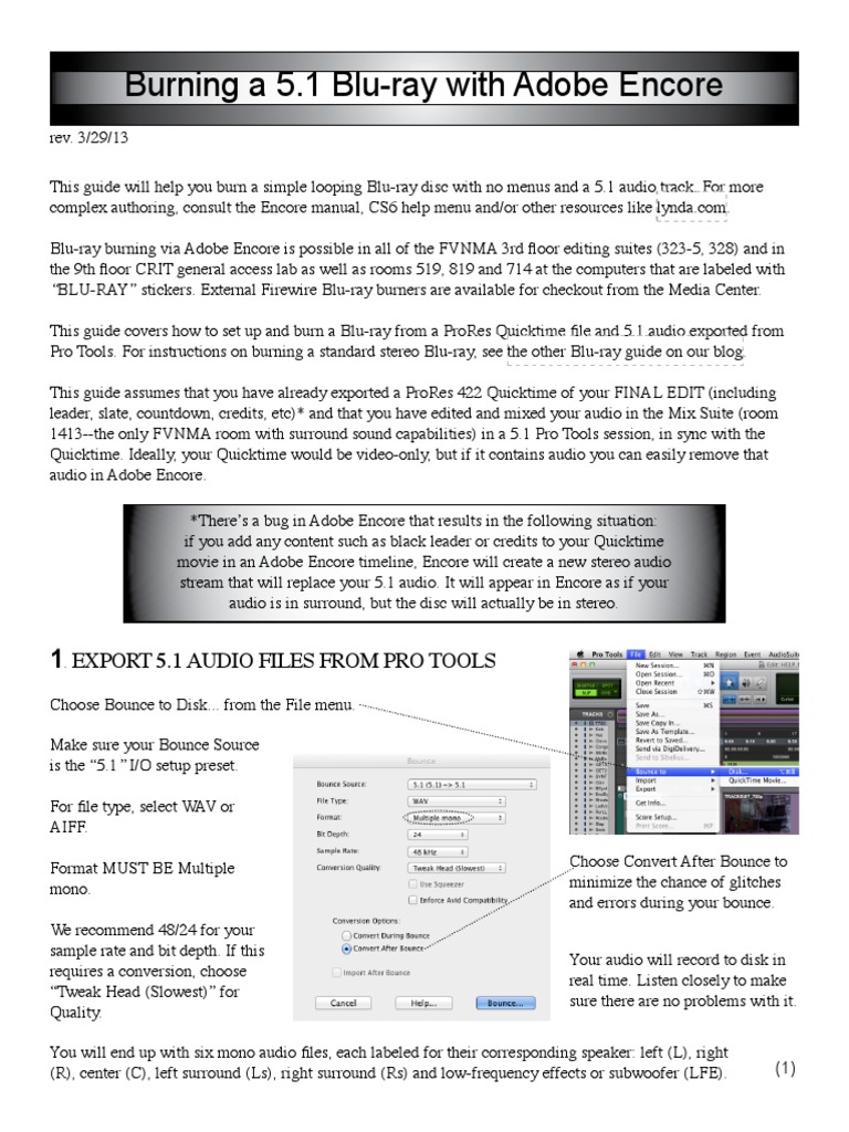 Burning A 5.1 BluRay With Adobe Encore Export 5.1 Audio Files From