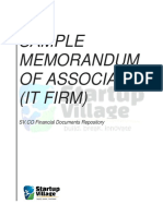 Sample Memorandum of Association (It Firm) : SV - CO Financial Documents Repository