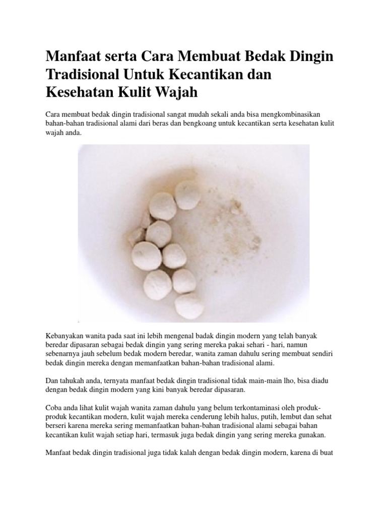 Manfaat Serta Cara Membuat Bedak Dingin Tradisional Untuk Kecantikan