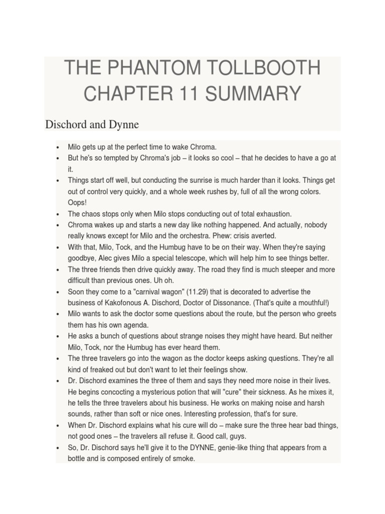 The Phantom Tollbooth Chapter Summary