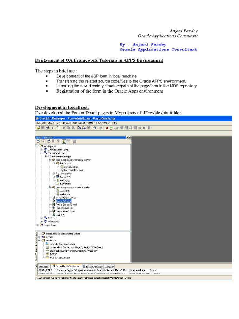 OA Framework Tutorial Deployment in APPS Environment | PDF