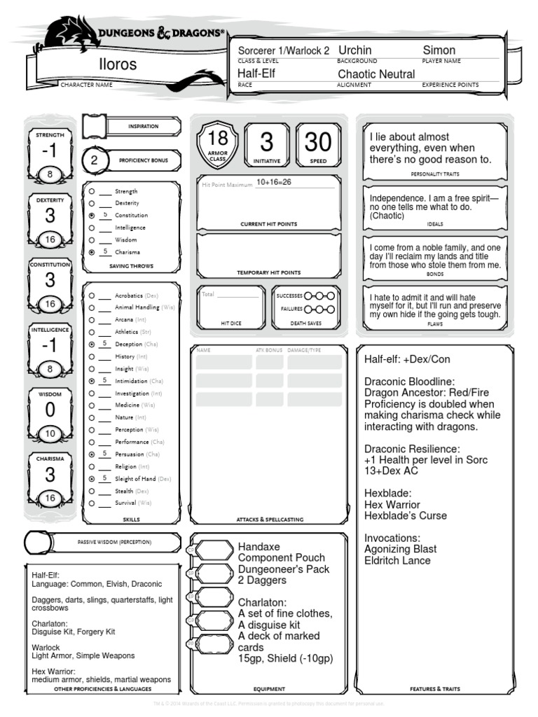 dnd5echaractersheet form fillable role playing games