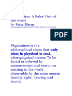 Physicalism is a False View of Reality According to This Essay