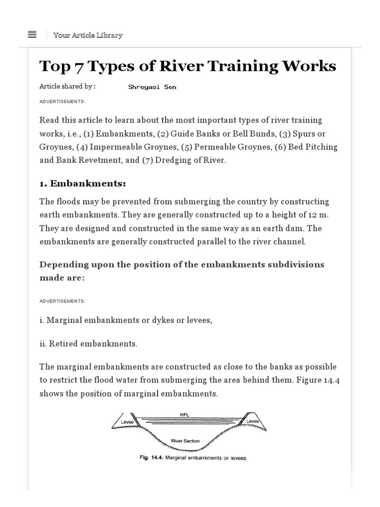 Types of River Training Structures | PDF | Dredging | Levee