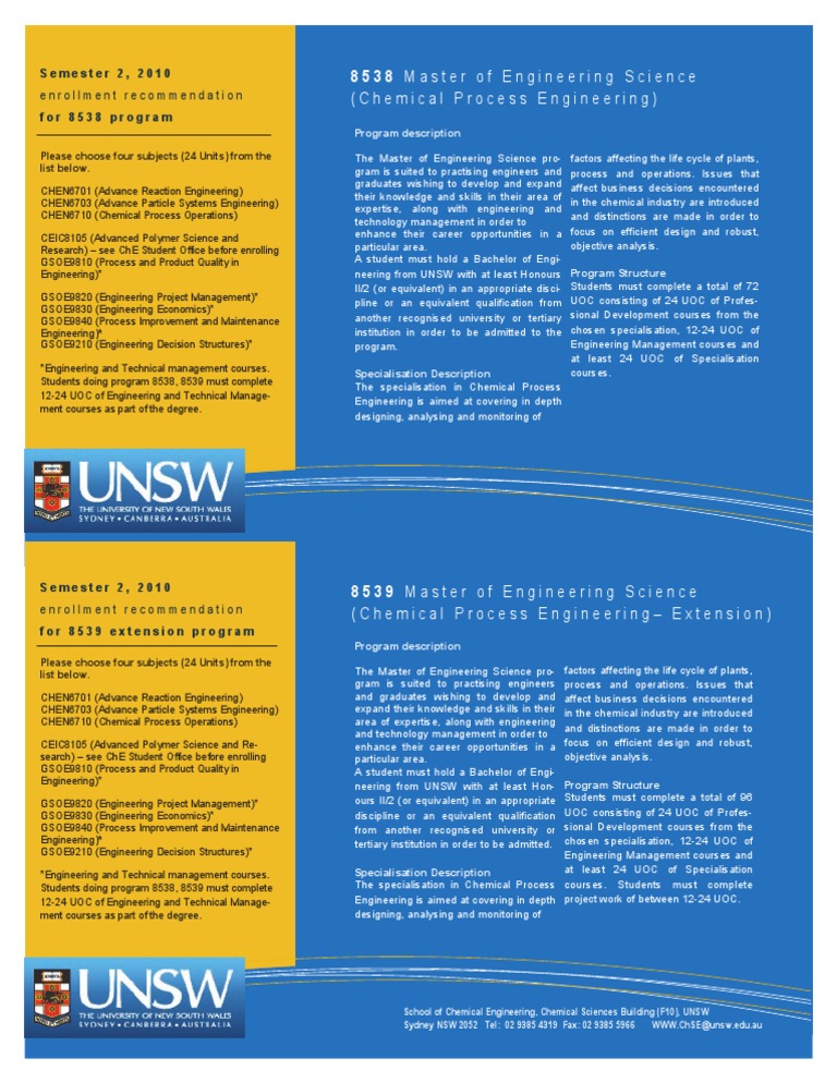 8538 and 8539 Chemical Process Engineering | PDF | University Of ...
