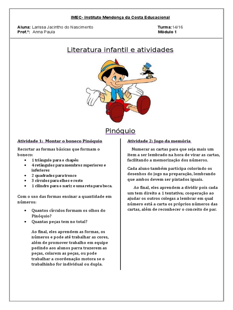 Atividades Literatura Infantil | PDF