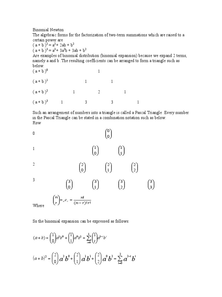 Binomial Expansion and Pascal's Triangle | PDF | Mathematics ...