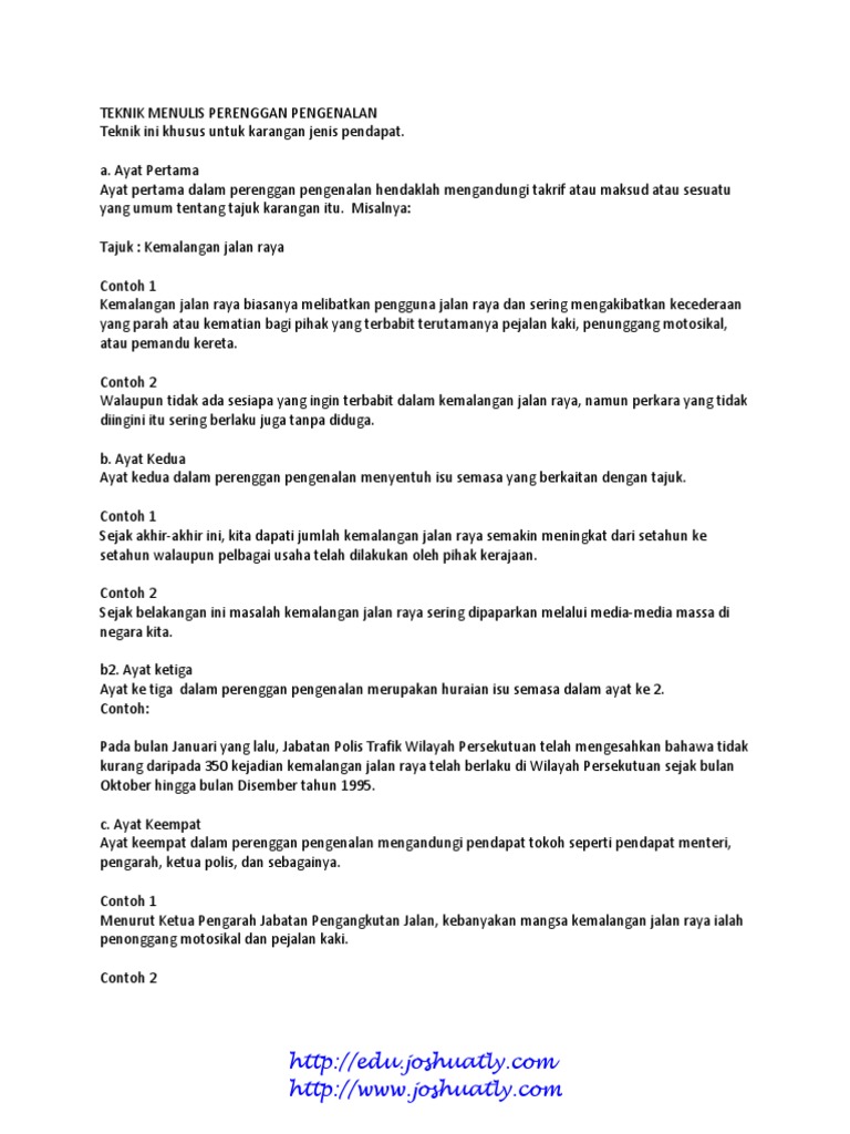 Teknik Menulis Karangan Pendahuluan Isi Kesimpulan