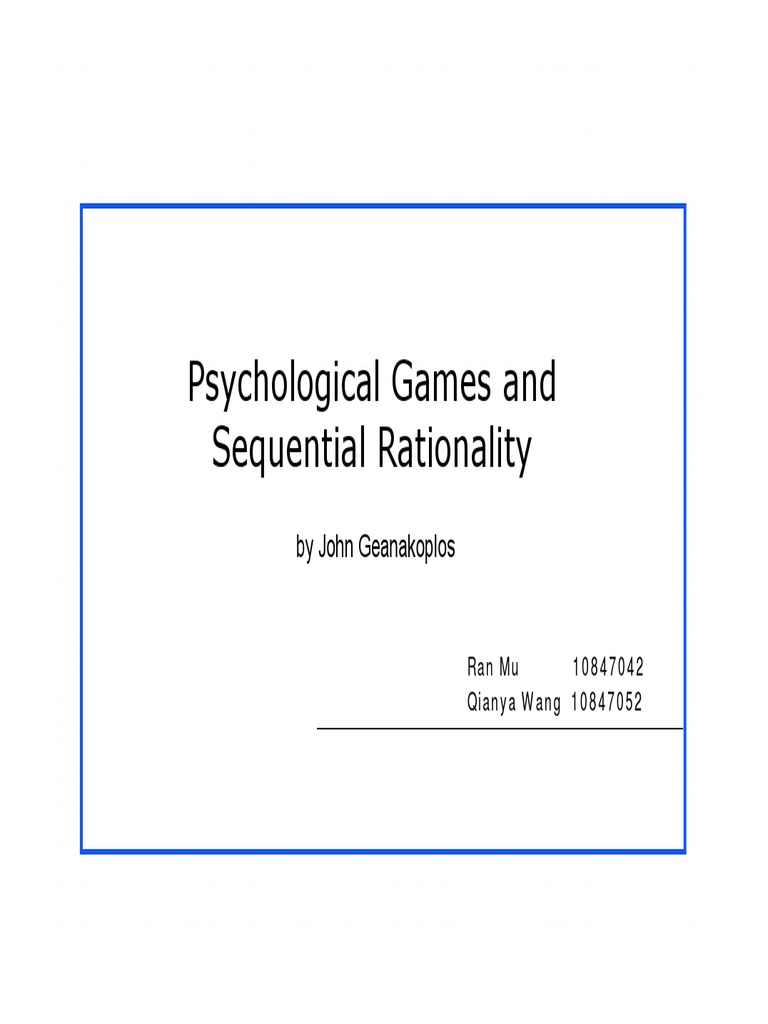 Psychological Games and Equilibria | PDF | Gaming | Quantitative Research