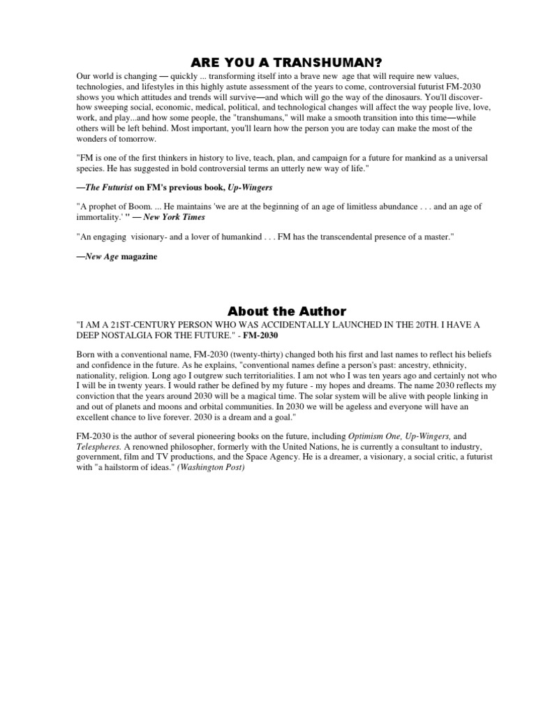 Fm 30 Are You A Transhuman Transhumanism News