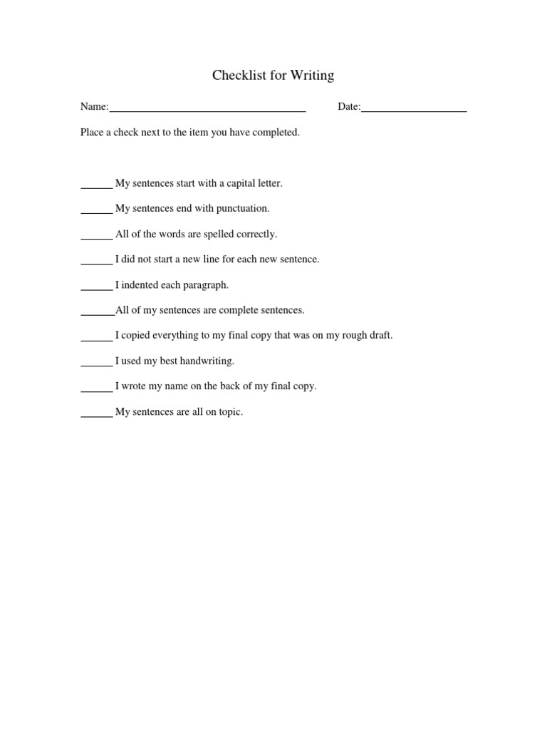 Writing Checklist for Students | PDF