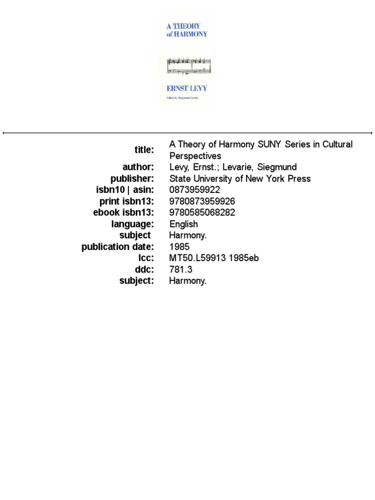 A Theory Of Harmony Ernst Levy Pdf Ernst Levy A Theory of Harmony Negative Harmony PDF | PDF