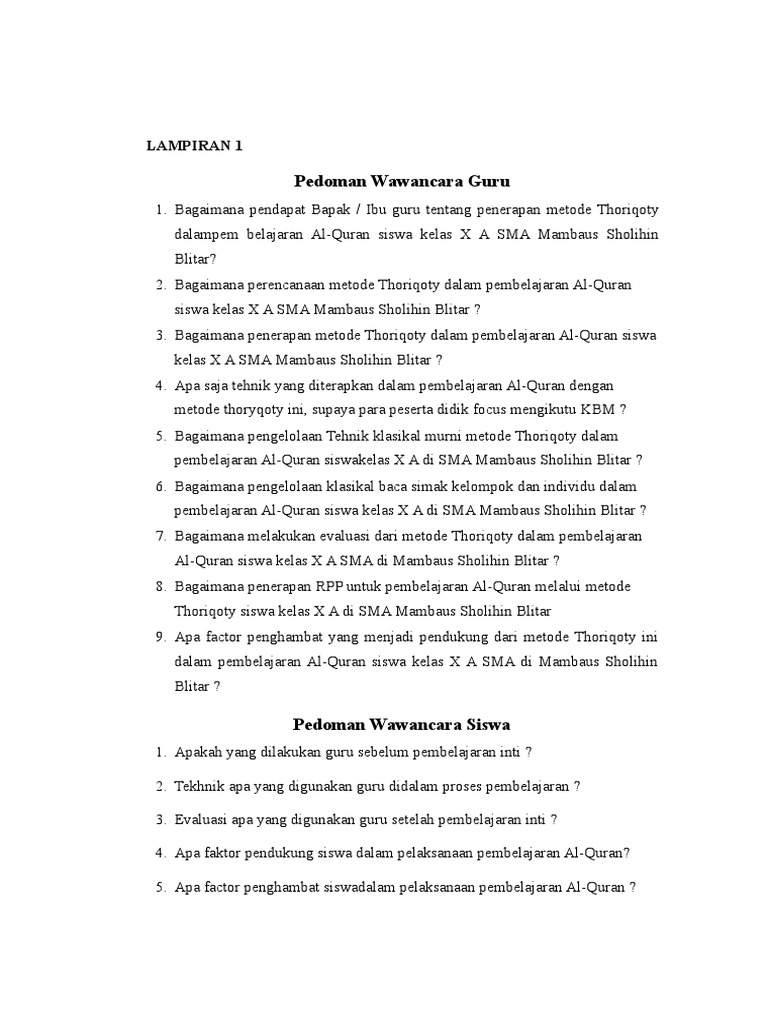 PEDOMAN WAWANCARA