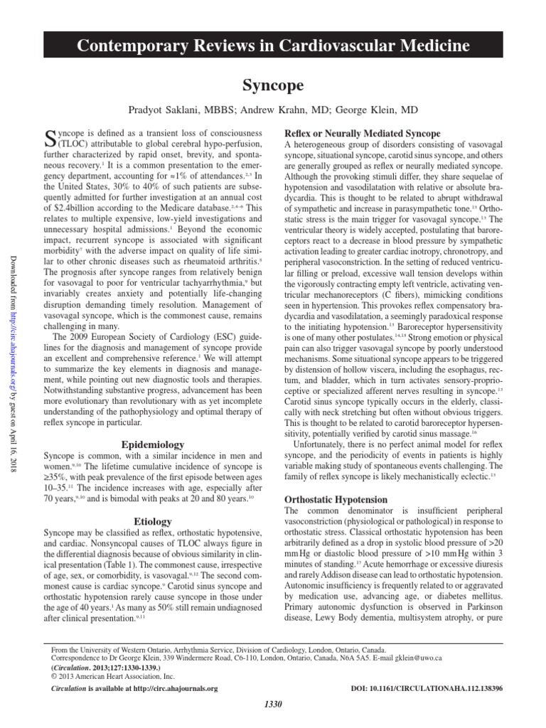 Syncope Aha | PDF | Heart | Electrocardiography