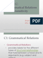 Grammatical Relations, Transitivity, Subjects & Objects