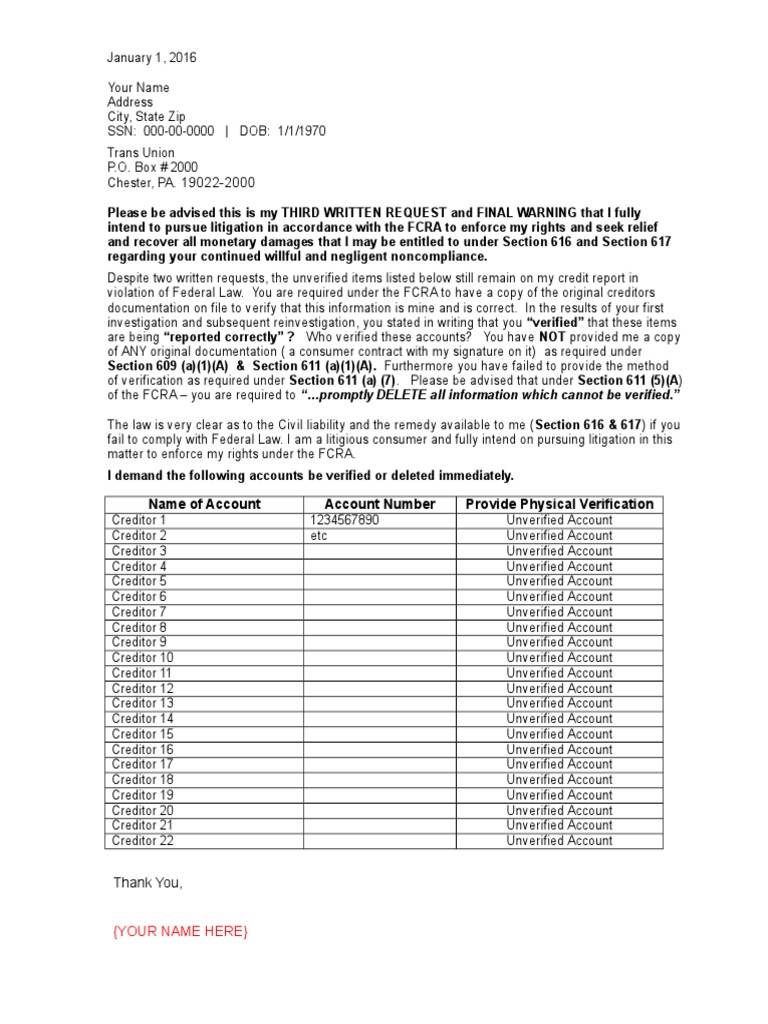 Final Warning: TransUnion Compliance Demand | PDF | Identity Document ...