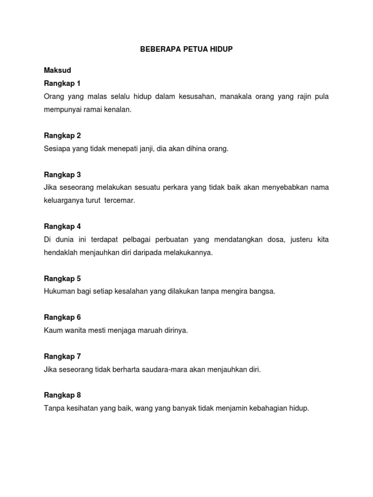 Soalan Beberapa Petua Hidup Petuasakti