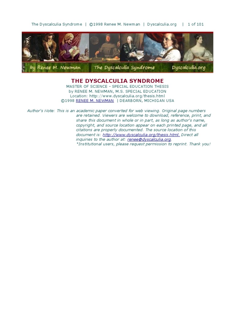 Dyscalculia thesis image