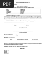 Deed of Sale of Motor Vehicle