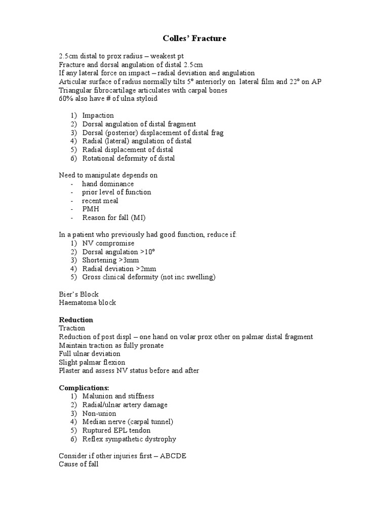 Colles' Fracture | PDF