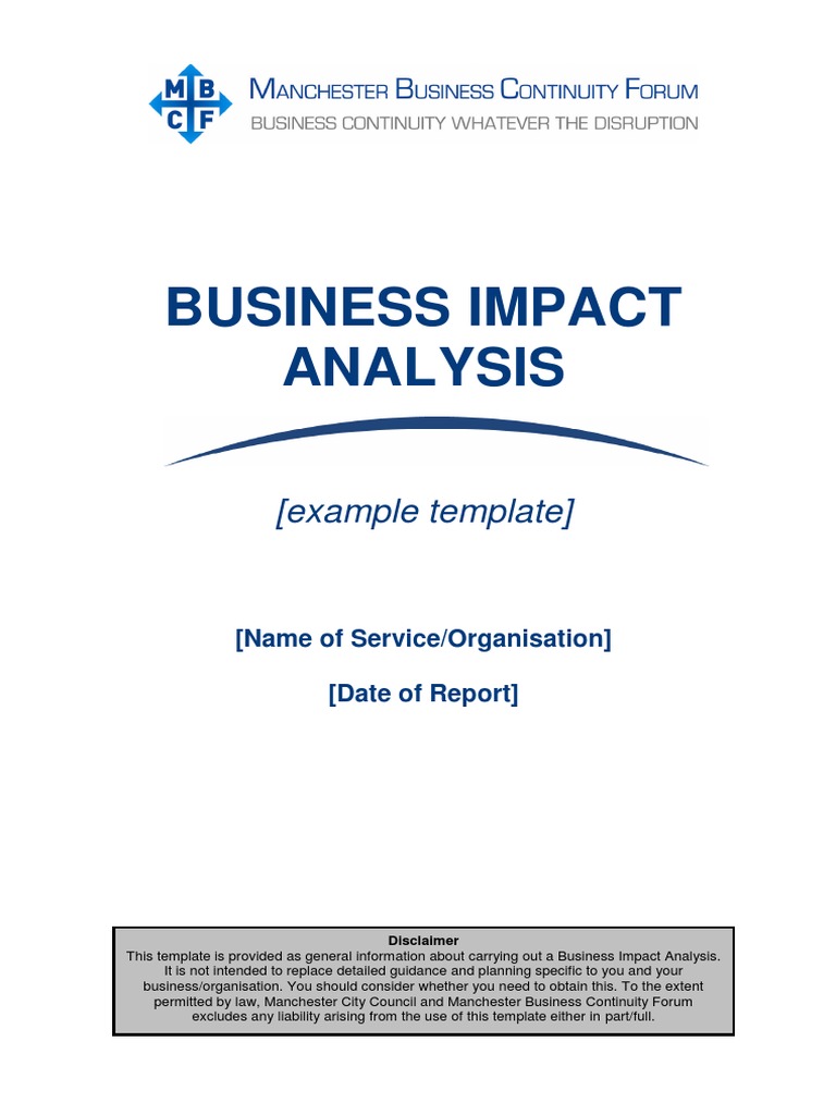 MBCF Business Impact Analysis Template  PDF  Business Continuity Throughout It Business Impact Analysis Template