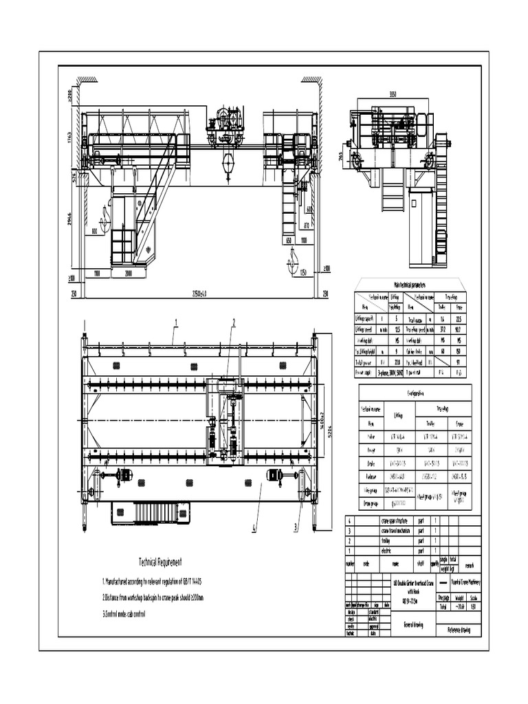 5 Ton Double Girder Overhead Crane Drawing PDF | PDF