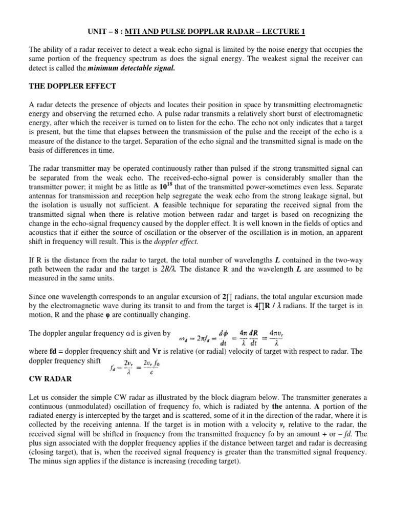MTI and Pulse Doppler Radar PDF Radar Transmitter