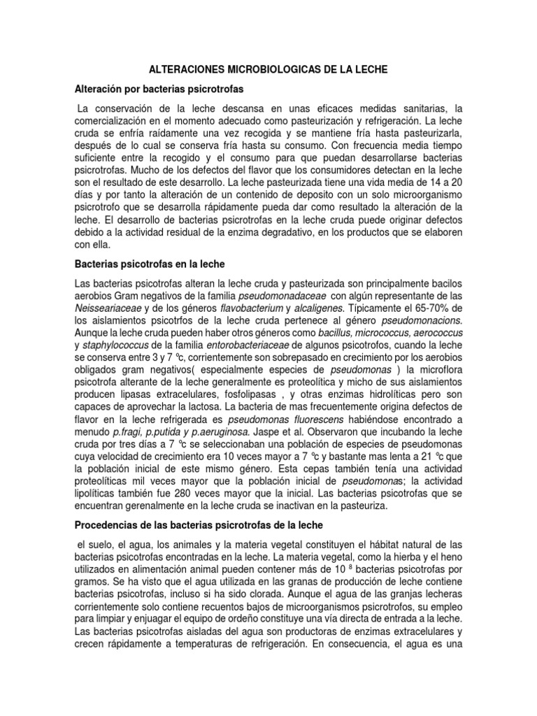 Alteraciones Microbiologicas de La Leche | PDF | Leche | Queso