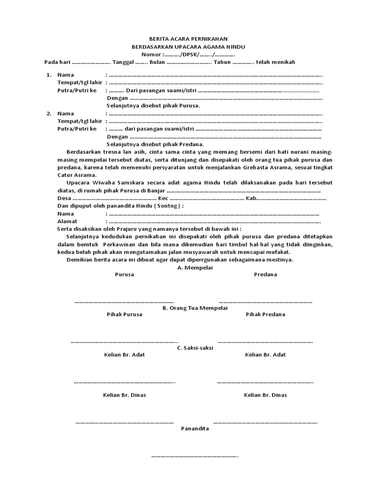 Berita Acara Pernikahan