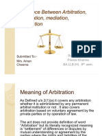 Difference Between Arbitration Conciliation Negotiation and Mediation