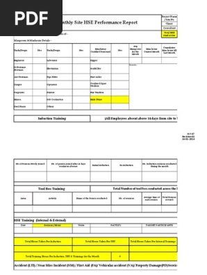 H-F-07 EHS Monthly Performance Report REV#01