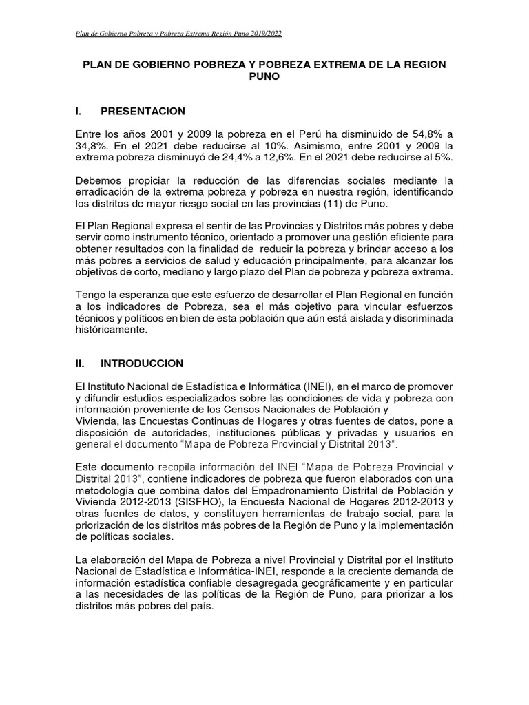 Mapa de Pobreza en Puno 2023 | PDF | Organización de Comida y ...