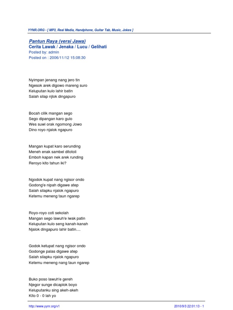 Contoh Pantun Lawak Pecah Perut Come And Listen