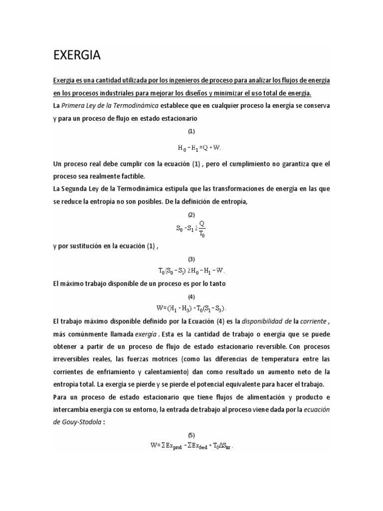 Análisis de Exergía en Procesos Termodinámicos | PDF | Ejercicio | Entropía