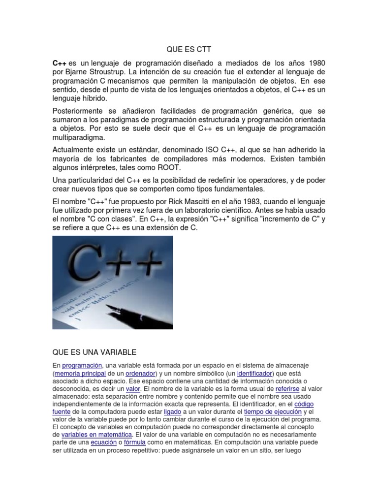 Que Es C++ Descargar gratis PDF C ++ Variable (informática)