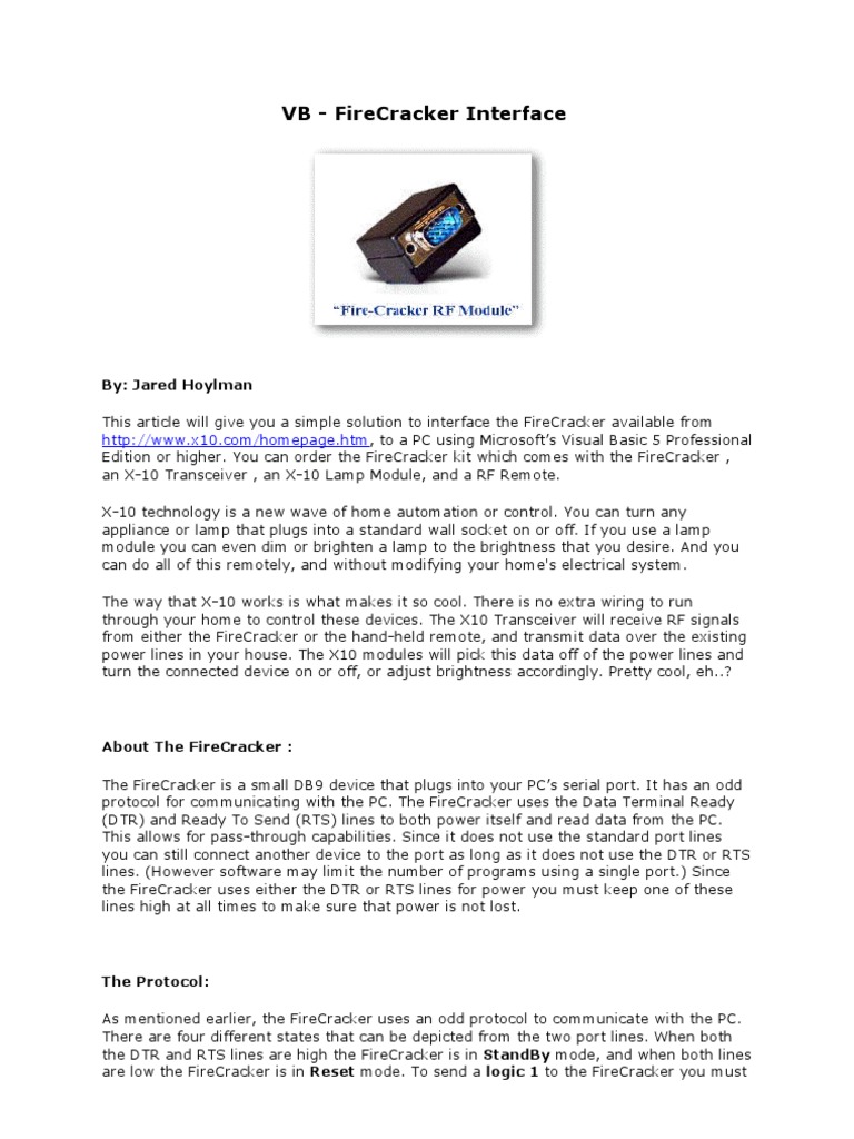 FireCracker PC Interface with VB5 | PDF | Information And ...