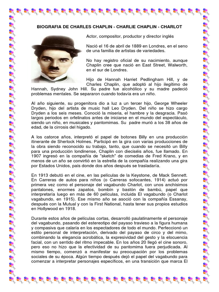 Biografia de Charles Chaplin Charlie Chaplin Ocio